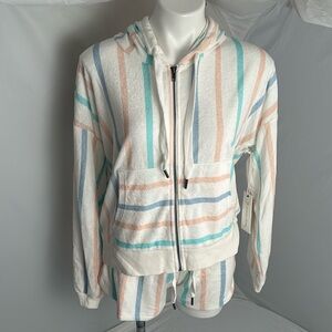 Ocean Drive multicolor sorbet stripe full zip hoodie and matching shorts